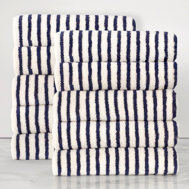 까사베르데 선염 스트라이프 호텔타월 30수 170g 코마사, 로얄블루, 10개