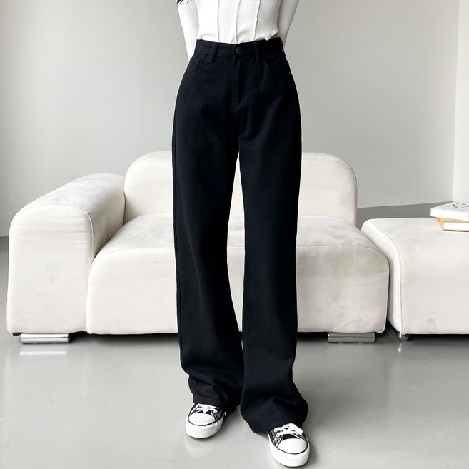 잘빠진 여성용 칸 코튼 롱 일자 팬츠