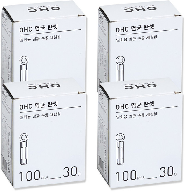 오상헬스케어 멸균 란셋 30G 채혈침, 4개, 100개입