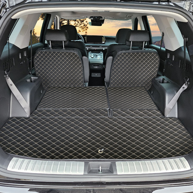 아이빌 차량용 트렁크매트 풀세트, 더뉴 팰리세이드 7인승 자동폴딩, 블랙 + 골드스티치