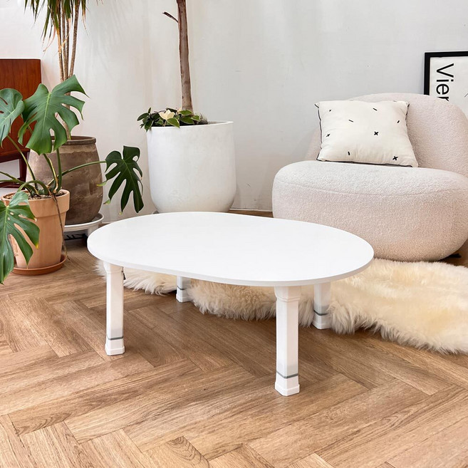 스토리퍼니쳐 국내생산 E0 LPM 4단높이조절 블랑 타원 테이블, 하얀