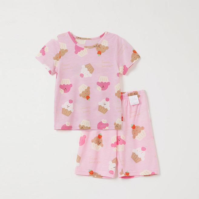 오즈키즈 여아용 냉감 달콤머핀 실내복 상의 + 하의 세트