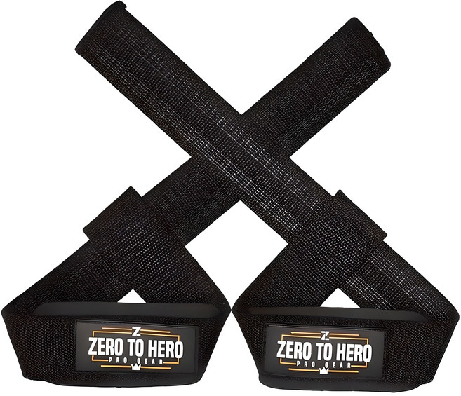 ZERO TO HERO 防滑健身舉重護腕握力拉力帶 Type1BLACK, 1組, 黑色