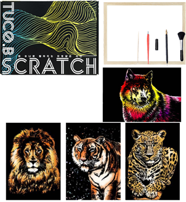 투코비 스크래치 페이퍼 프레임 세트 A4, 사파리, 1개