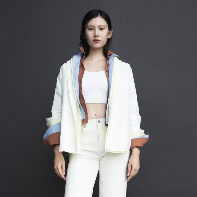 JAJU 여성용 탄탄 사각사각 세미 루즈핏 셔츠