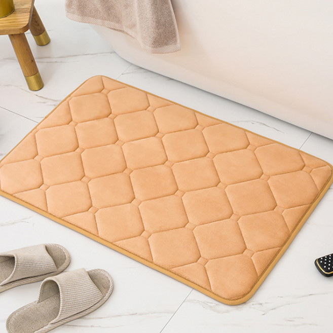 알럽홈 격자무늬 논슬립 홈 심플 매트, 카멜