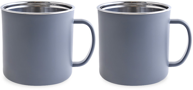 디유 2중 스텐 머그컵 300ml, 그레이, 2개