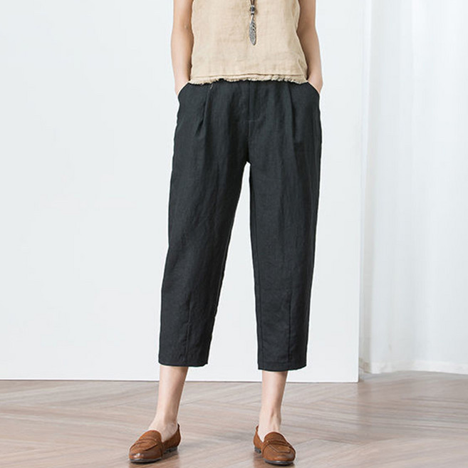 구디프 여성용 시원한 하이웨스트 릴랙스핏 7부 팬츠