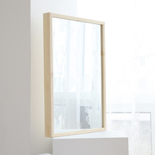 우드리퍼블릭 침실 화장대 벽거울 중형 600 x 400 mm, 스프러스 원목