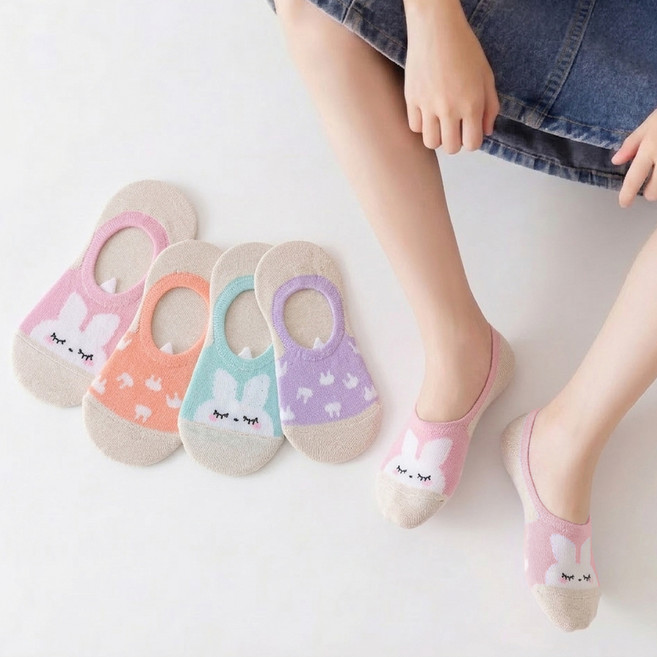 엔젤테디 미끄럼방지 토끼별 갓성비 덧신 5족 세트