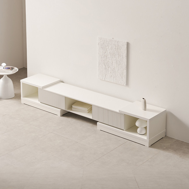 웰퍼니쳐 레보크 템바보드 확장 도어형 거실장 방문설치, 화이트