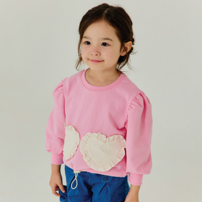 키키모라 여아용 무아 하트 맨투맨