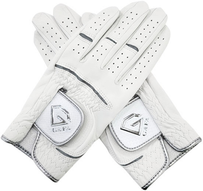 가파 2 남성용 천연 양피 파크골프 장갑 양손착용, 화이트, 1세트