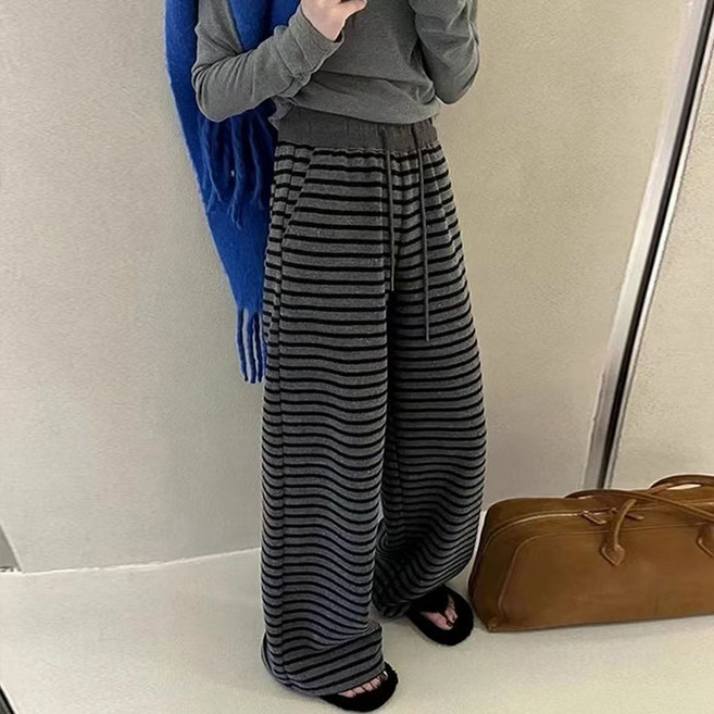 피어니스트 여성용 데일리 캐주얼 스트라이프 밴딩 팬츠