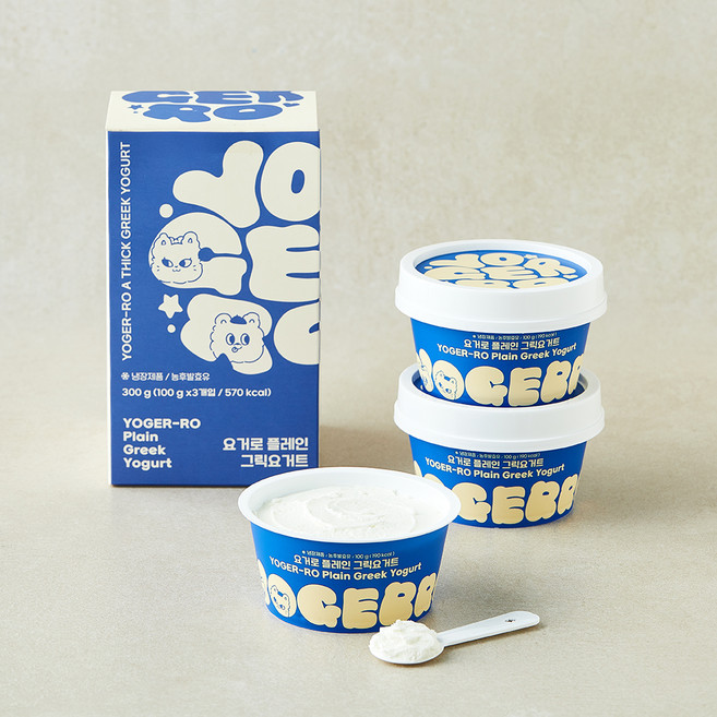 요거로 플레인 그릭요거트 3개입, 300g, 1개