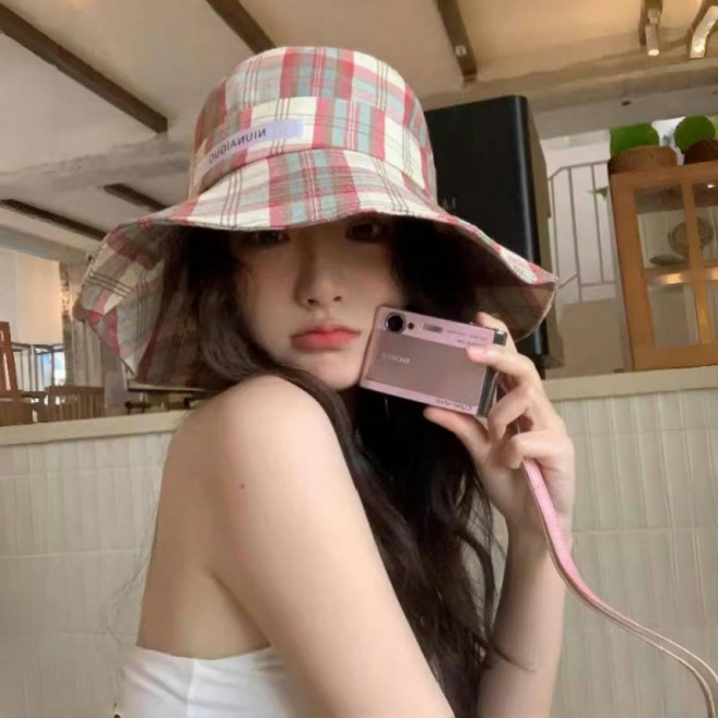 여성용 체크 햇빛가리개 벙거지 SH124