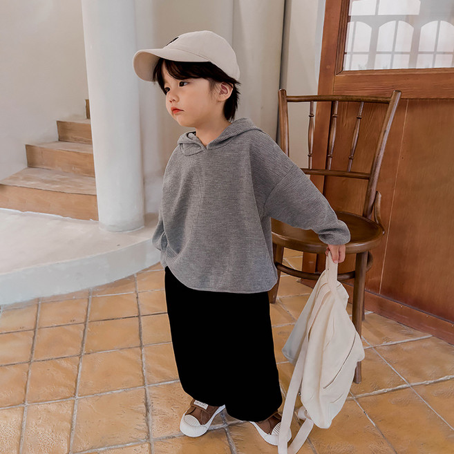 Starbean 簡約連帽華夫格長袖T恤