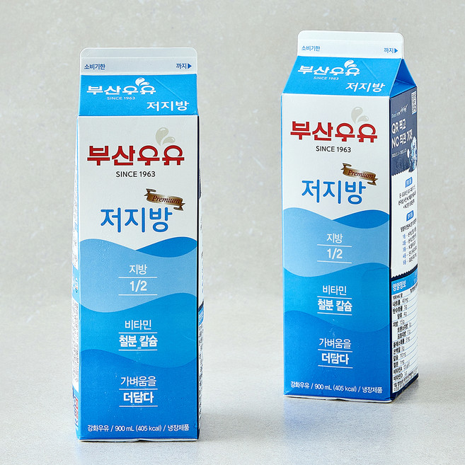 부산우유 저지방 우유, 2개, 900ml