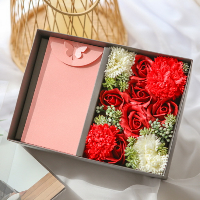 제이하니 감사 비누 플라워 용돈박스, 레드, 1개