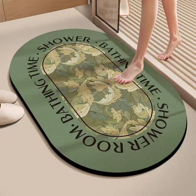 사인포스트 빨아쓰는 모던디자인 타원형 규조토 발매트, 11 그린 리프