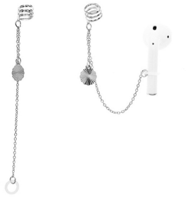 아리코 에어팟 분실방지 양쪽 조개 이어커프, 실버, 1개