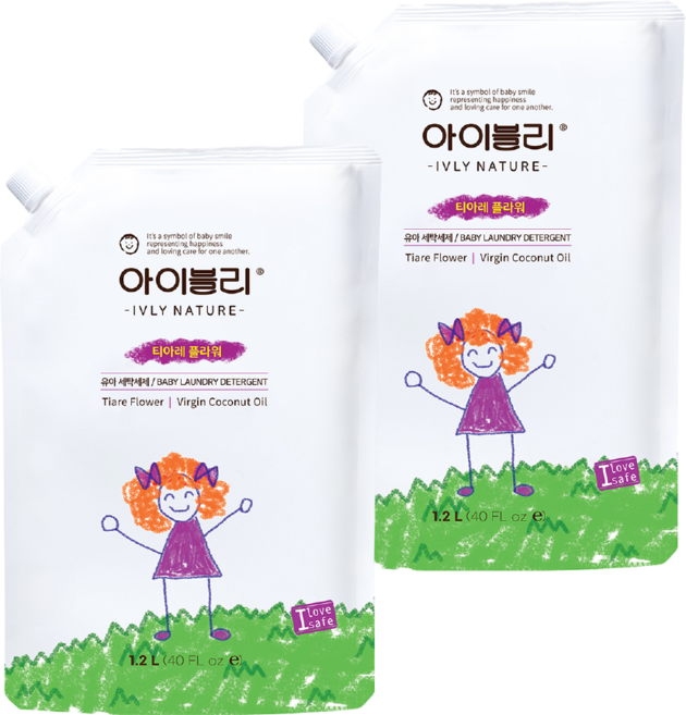 아이블리네이처 유아 세제 티아레 플라워향, 2개, 1.2L
