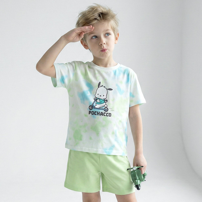 PremierFam 兒童三麗鷗角色水洗渲染五分上下套裝