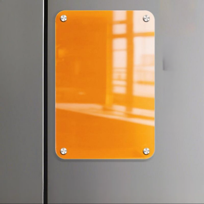 홈앤픽스 냉장고 아크릴 심플 자석 메모보드 오렌지, 1개