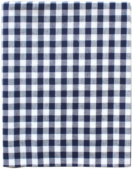 REUHOME 原紗染色格紋布料 100%棉, 海軍藍, 1個