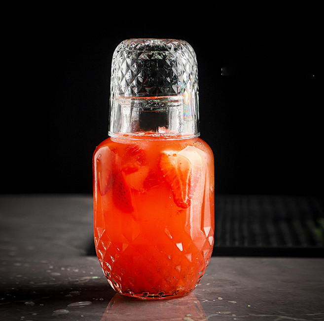 프렌치마르스 홈카페 유리병 + 칵테일잔 1개입 세트 다이아몬드 CM291, 1세트, 병 + 잔