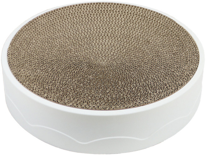 咕沛日常 貓抓窩 圓型貓抓板 耐磨不掉屑, 白色, 1個