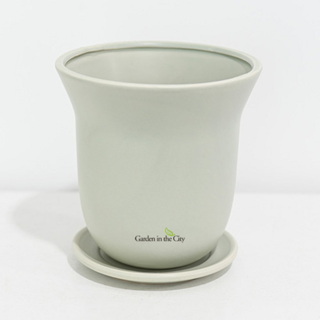 도시정원 파스텔 도자기 벨 화분 받침세트, 그린, 1세트