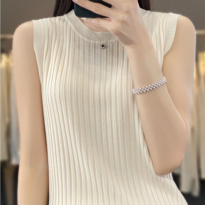 더시럽 여성용 에스델 베이직 니트 슬리브리스