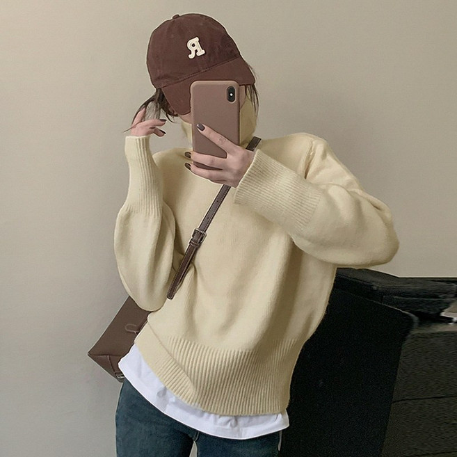 패션풀 여성용 파일 폴라 니트 29214