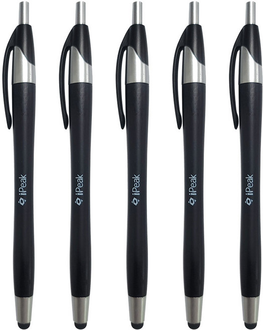 아이엔픽 스마트폰 태블리핏 터치펜 겸용 볼펜, 블랙, 5개