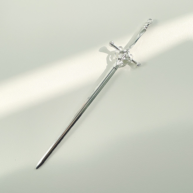 젤루나 여성용 메탈 검모형 소드 올림머리 헤어핀 유니크 전통 빈티지 뒤꽂이 비녀핀 H-236