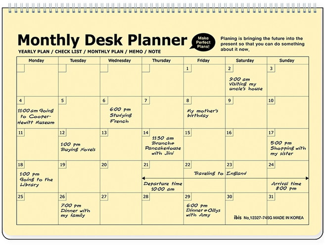 Ibis PP 桌上型月計畫本, 1個, 黃色