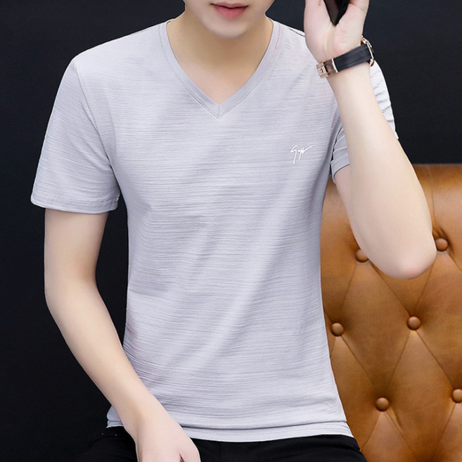 남성용 알럽홈 슬림 브이 반팔티
