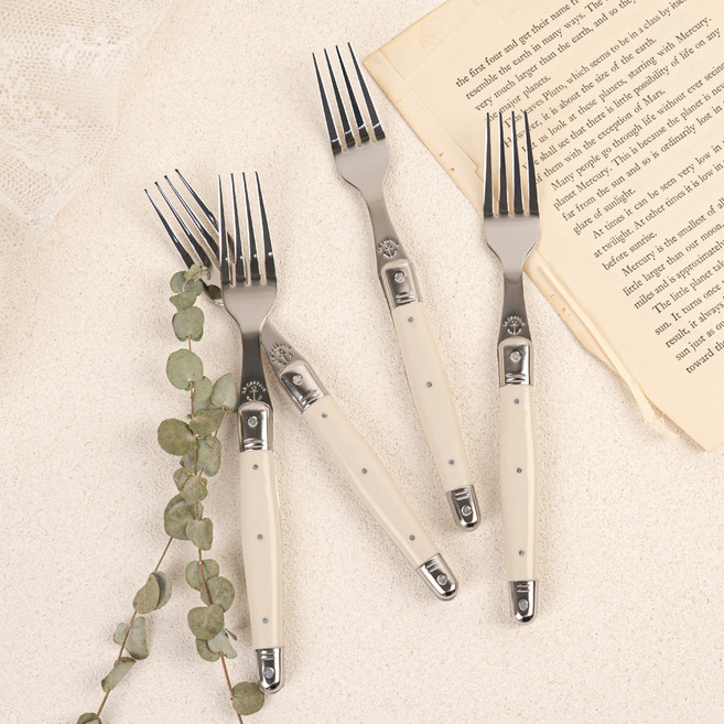 까르투하 앙클라 라귀올 양식 테이블 디너 포크, 아이보리, 4개