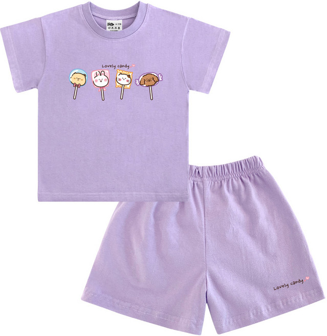키즈크루 아동용 캔디 반팔 티셔츠 + 반바지 세트