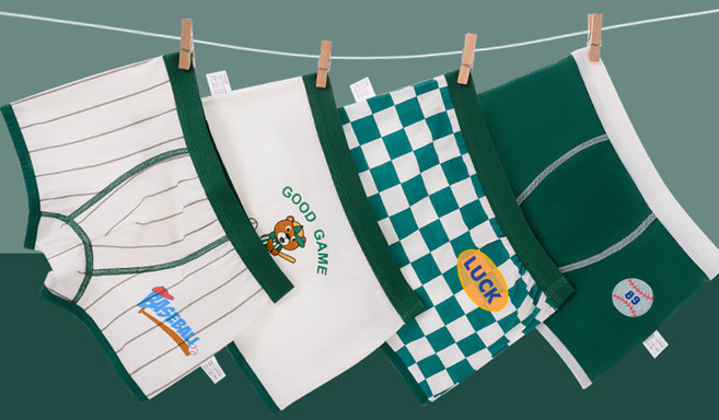 남아용 베이스볼 사각 드로즈 팬티 4종 세트