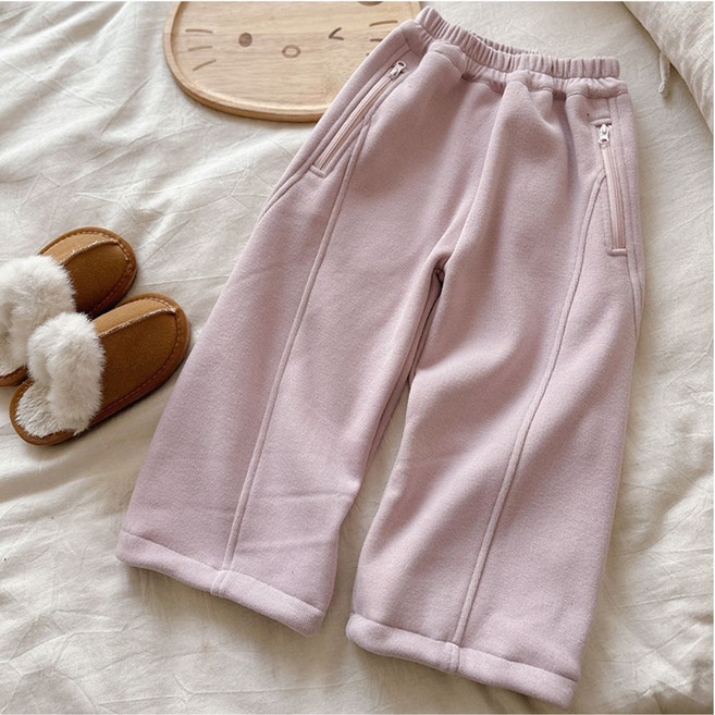 하라로이 아동용 절개라인 도톰 기모 트레이닝 바지