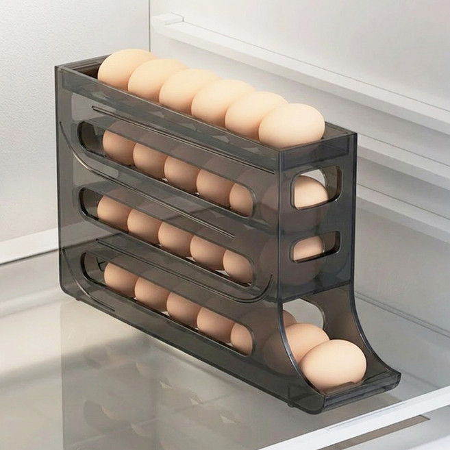 바른리빙 스르륵 자동 계란보관함 대형, 블랙, 1개