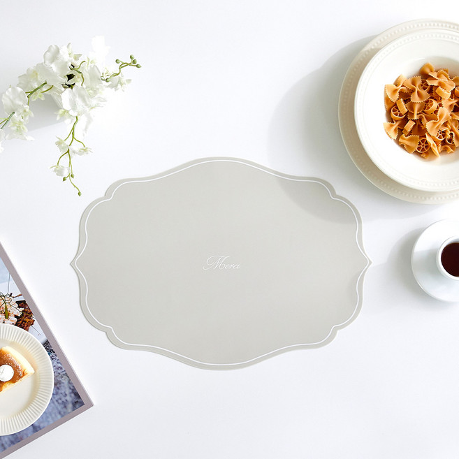 모던하우스 스칼럽 실리콘 식탁매트, 라이트그레이, 1개, 44 x 31 cm