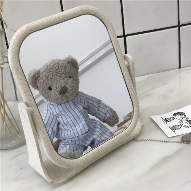 파이네스트원 회전식 소형 탁상거울 스퀘어 17 x 16 cm, 베이지