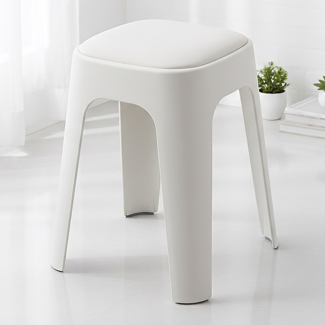 르엘 이음 사각 쿠션 스툴, 2개, 크림