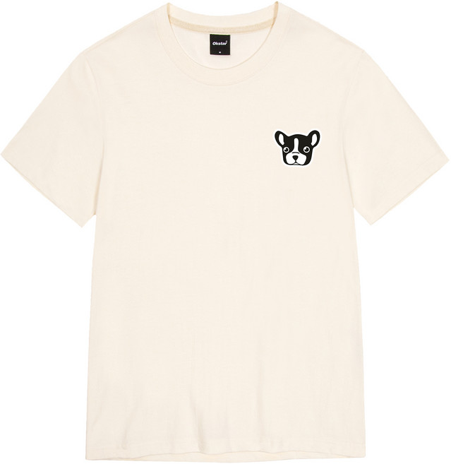 옥스타 남녀공용 불독 자수 패치 반팔 티셔츠 7TS010