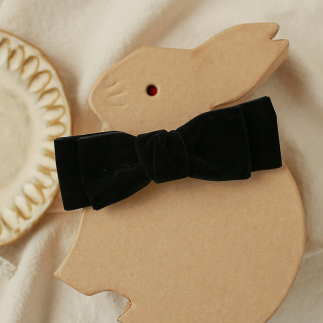 럭키밤비네 아동용 치즈벨벳 리본 집게핀