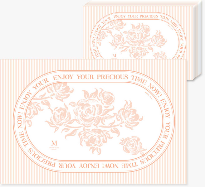 뮤니드 그레이스 가든 종이 테이블 매트, 코랄 로즈, 410 x 275 mm, 50개