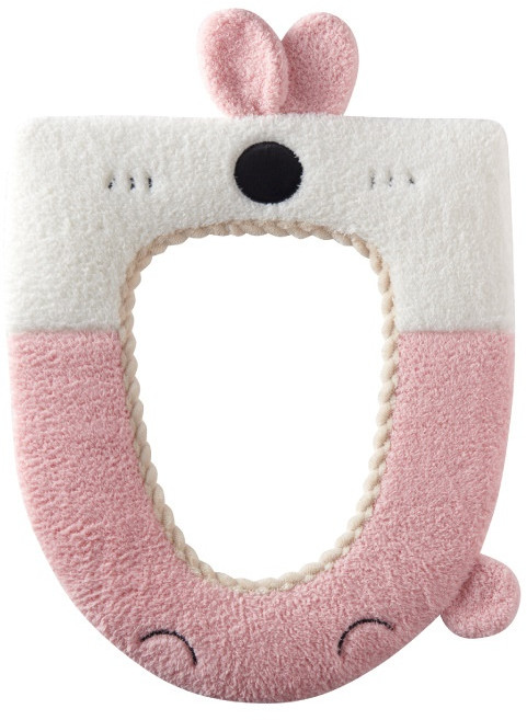 보나라온 귀여운 뽀송 변기 커버, 01 핑크 토끼, 1개